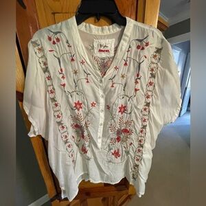 Women's Johnny Was Biya Embroidered Floral Blouse - Size M